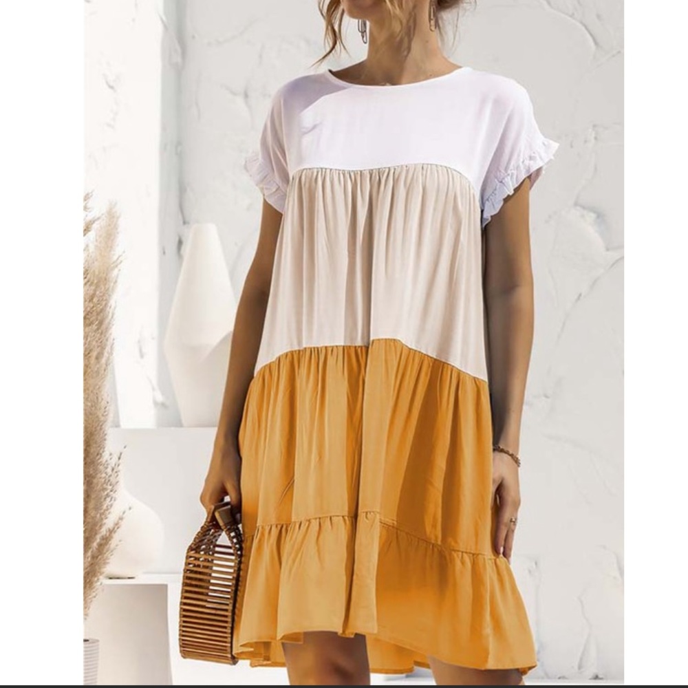 Boho spring summer ruffle trim mini dress - Picture 9 of 12